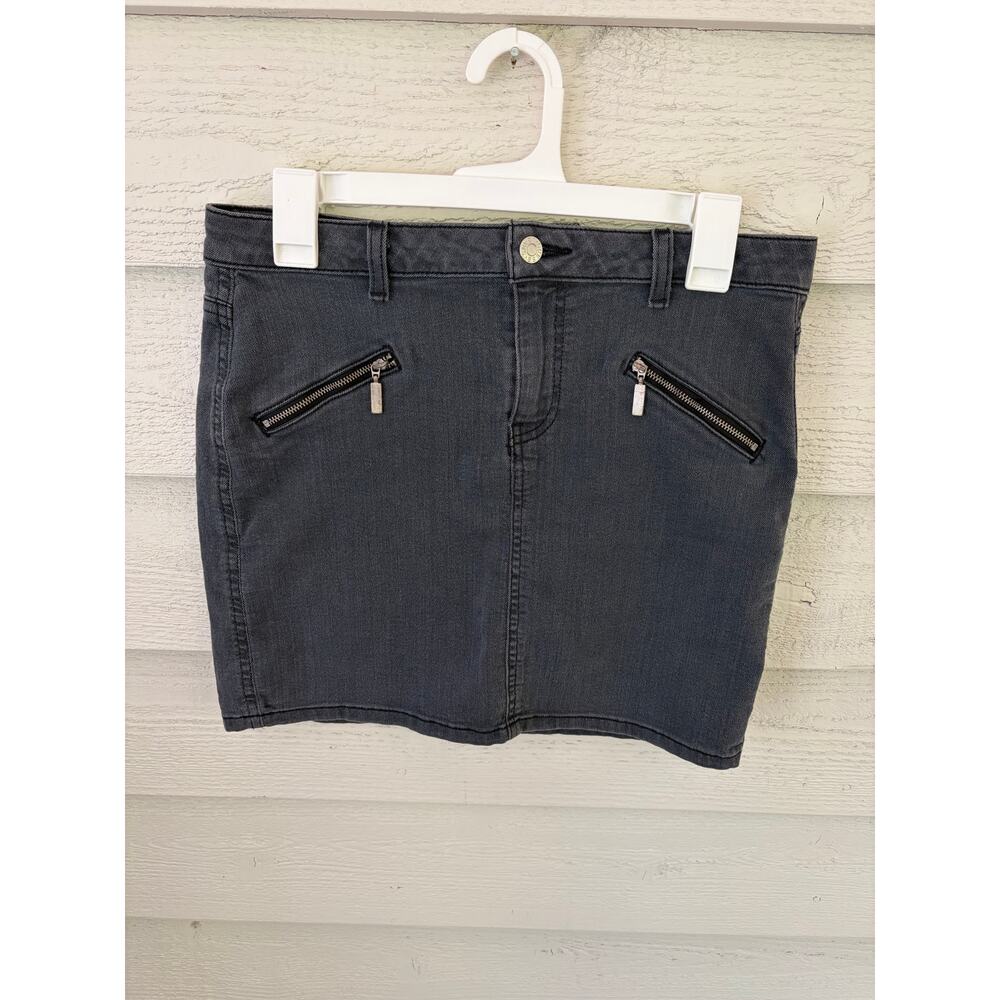 GUESS Gray Denim Mini Skirt Zip Pocket Stretch Size 29 - Picture 2 of 9